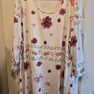 Floral Print Tunic with Pink and Red Flowers